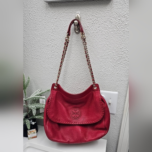 Tory Burch Marion Pebbled Leather Flap Sadle Shoulder Bag - Picture 5 of 16